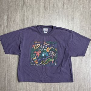 Vintage New Orleans 2001 Jazz Festival Womens Shirt M Cropped Purple NOLA